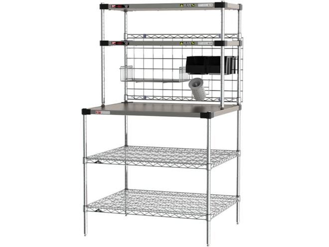 Metro Workstation with Overhead Super Erecta Hot Heated Shelves