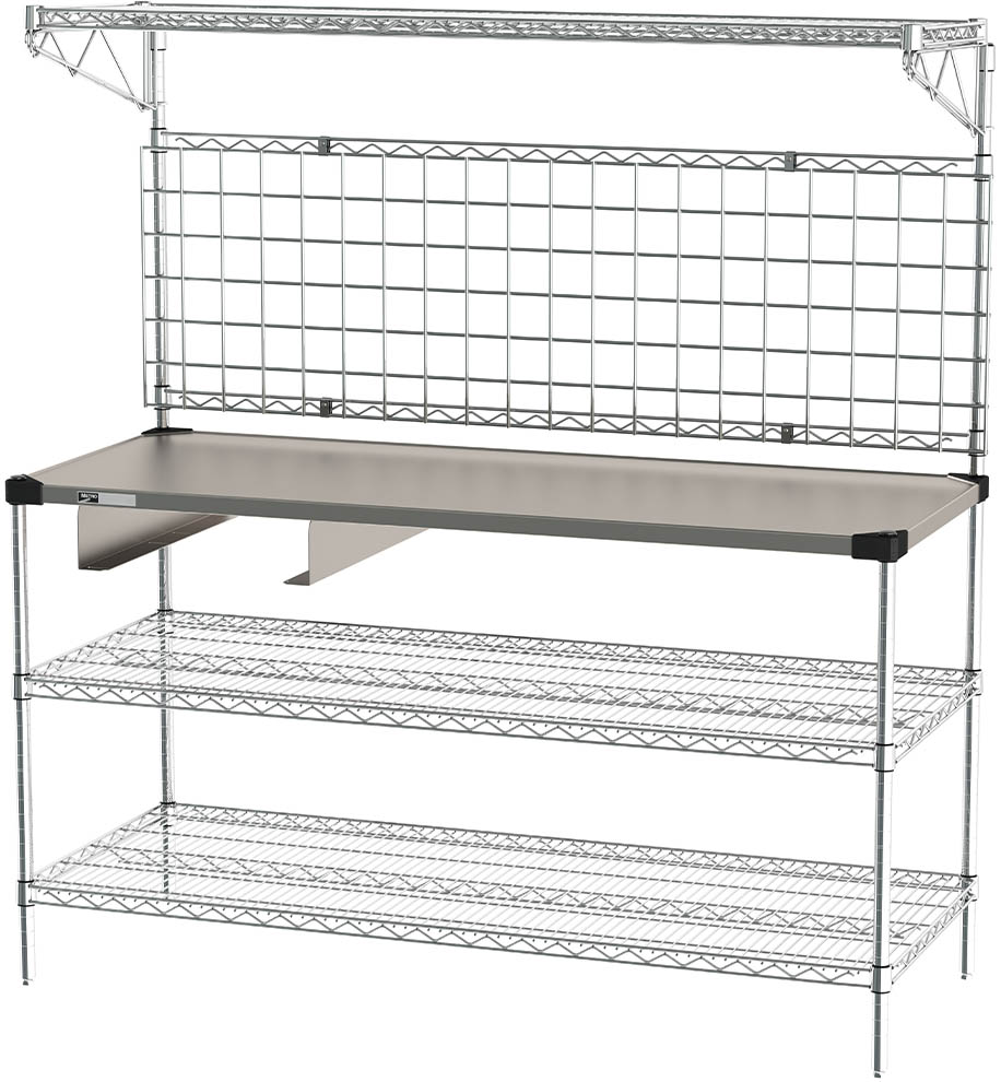 Metro Workstation with Wall Grid and Drawer Bracket