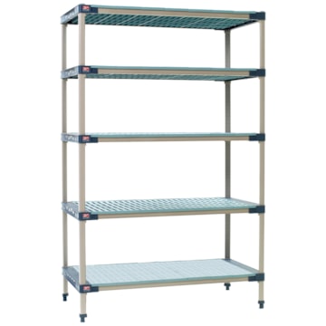 Metro MetroMax 4 5-Shelf Solid Bottom Plastic Industrial Shelving Starter Unit