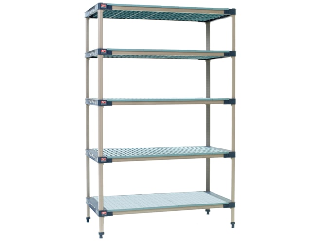 Metro MetroMax 4 5-Shelf Solid Bottom Plastic Industrial Shelving Starter Unit