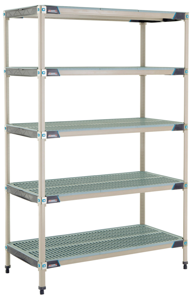 Metro MetroMax i 4 and 5 Shelf Plastic Industrial Shelving Starter Unit