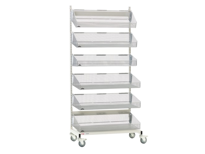Metro qwikSIGHT Mobile / Stationary Singled-Sided Basket Shelving Unit