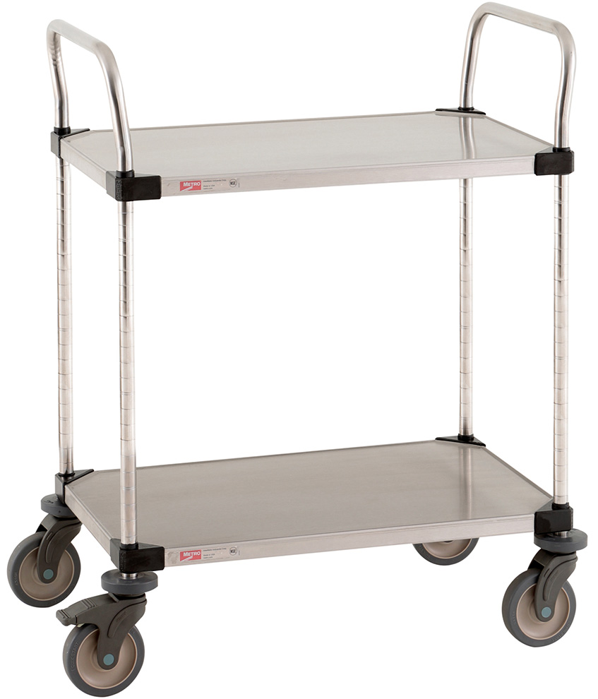 Metro Super Erecta Lab Utility Cart with Solid Stainless Steel Shelves