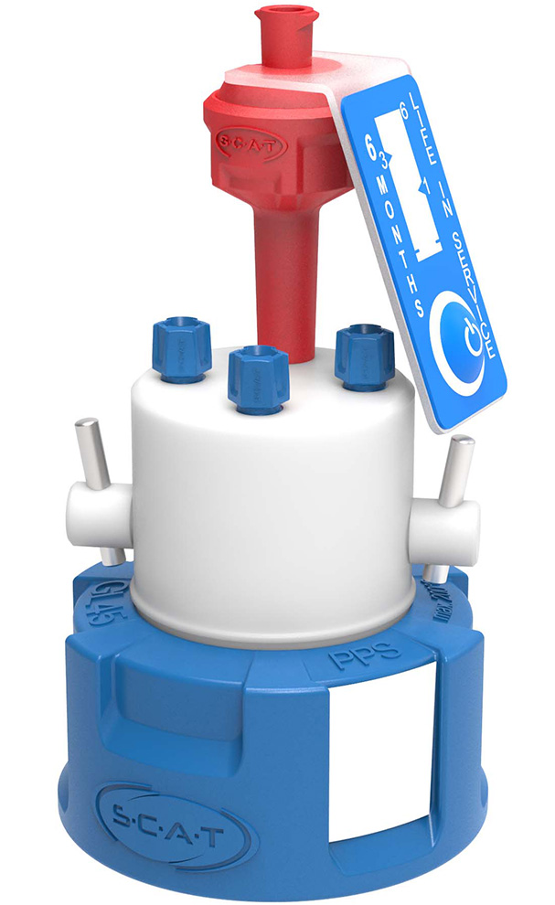 SCAT Lab Safety GL45 HPLC Safety Cap V2.0 with Shut-Off Valve