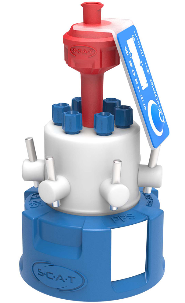 SCAT Lab Safety GL45 HPLC Safety Cap V2.0 with Shut-Off Valve